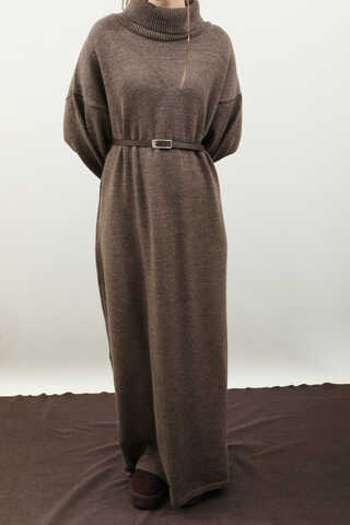 Triko Elbise Kahverengi - 6