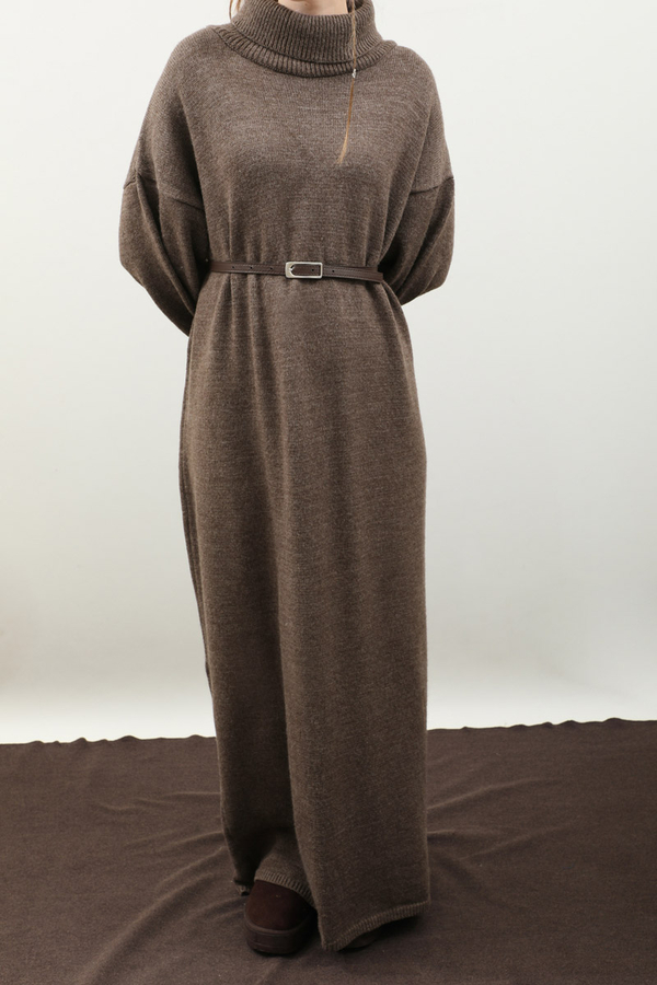 Triko Elbise Kahverengi - 6