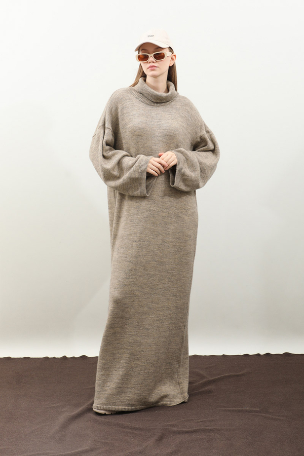 Triko Elbise Koyu Taş - 3