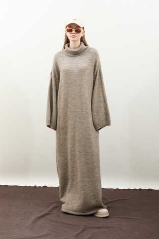 Triko Elbise Koyu Taş - 8