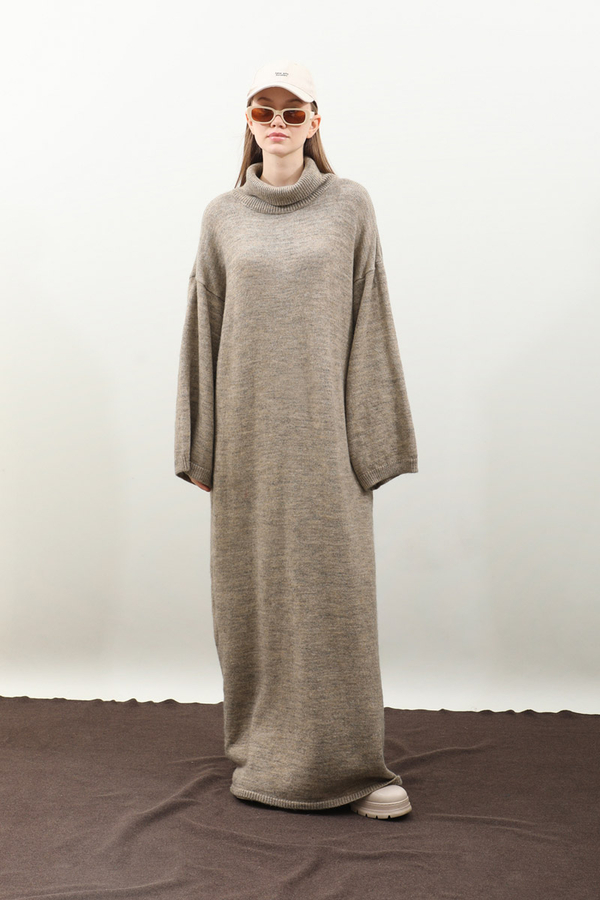 Triko Elbise Koyu Taş - 8