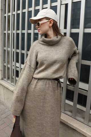 Triko Elbise Koyu Taş - 9