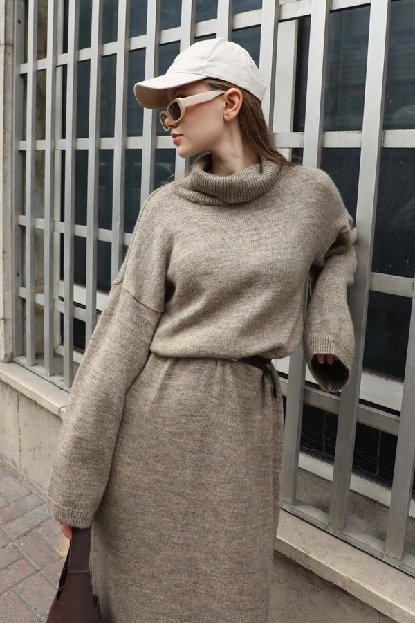 Triko Elbise Koyu Taş - 9