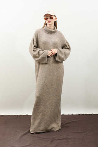 Triko Elbise Koyu Taş - 3