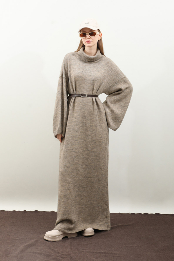 Triko Elbise Koyu Taş - 6