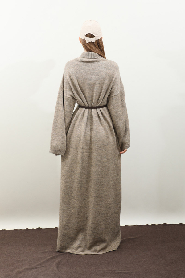 Triko Elbise Koyu Taş - 16