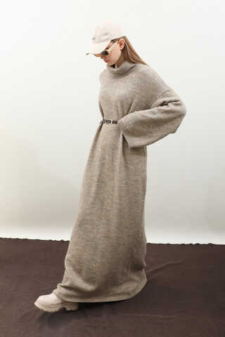 Triko Elbise Koyu Taş - 15