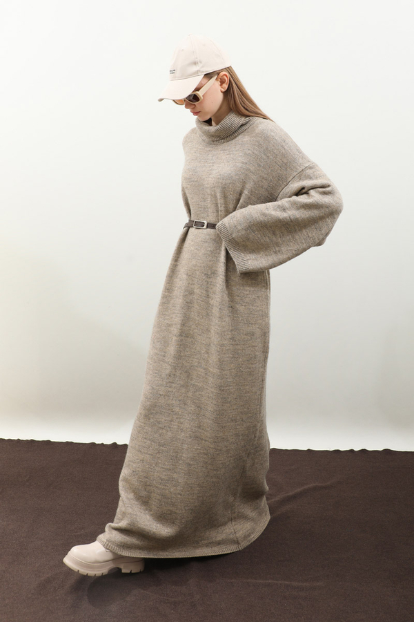 Triko Elbise Koyu Taş - 15