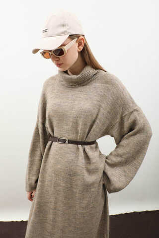 Triko Elbise Koyu Taş - 13