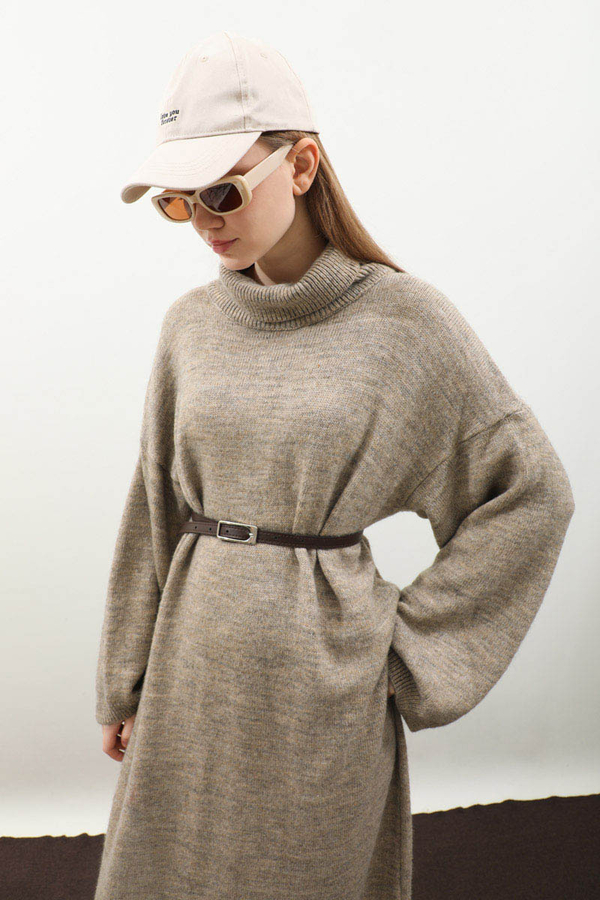 Triko Elbise Koyu Taş - 13