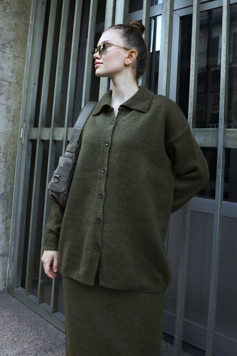 Triko İkili Takım Haki