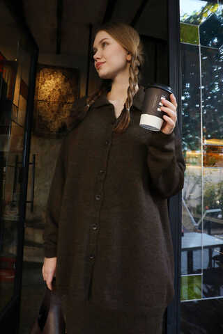 Triko İkili Takım Kahverengi - 7