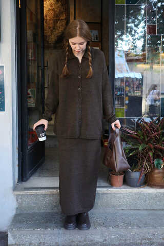 Triko İkili Takım Kahverengi - 1