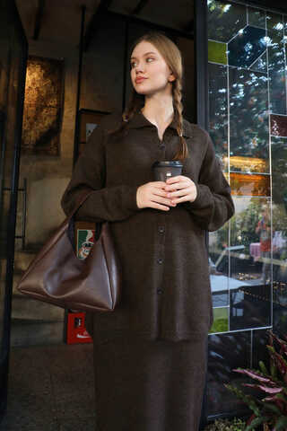 Triko İkili Takım Kahverengi - 8