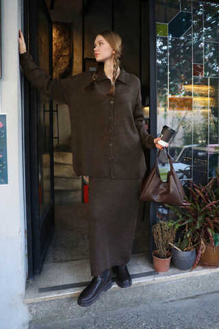 Triko İkili Takım Kahverengi - 9