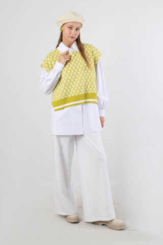 Triko Yelekli Tunik Takım Beyaz - 3