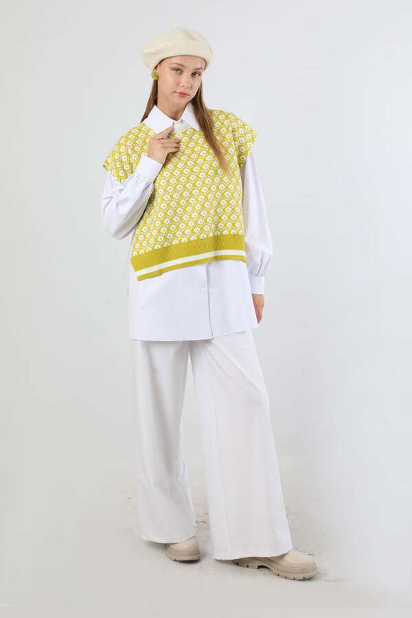 Triko Yelekli Tunik Takım Beyaz - 3