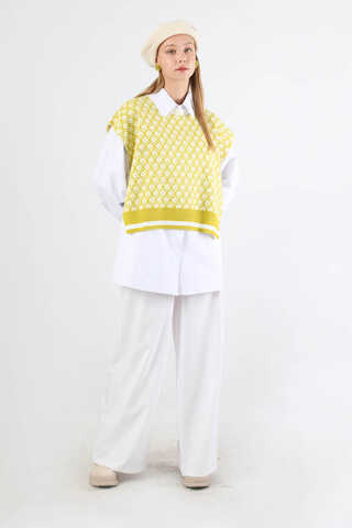 Triko Yelekli Tunik Takım Beyaz - 5