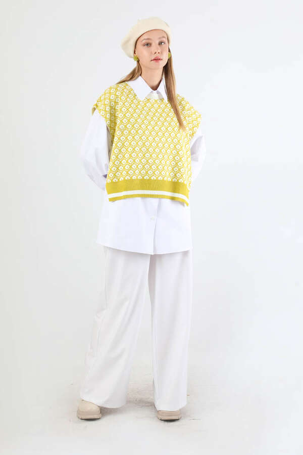 Triko Yelekli Tunik Takım Beyaz - 5