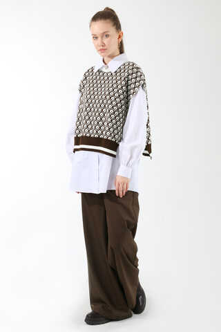 Triko Yelekli Tunik Takım Kahverengi - 3