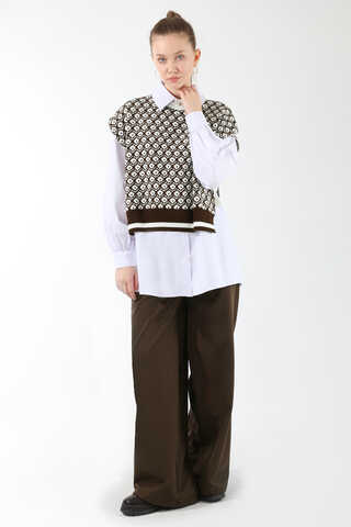 Triko Yelekli Tunik Takım Kahverengi - 1