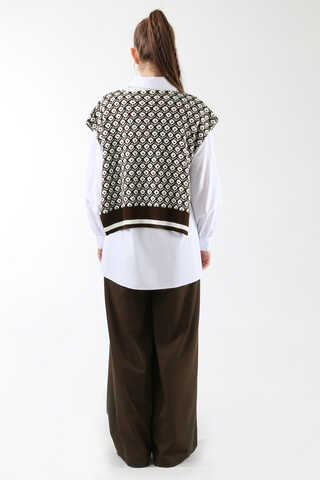 Triko Yelekli Tunik Takım Kahverengi - 6