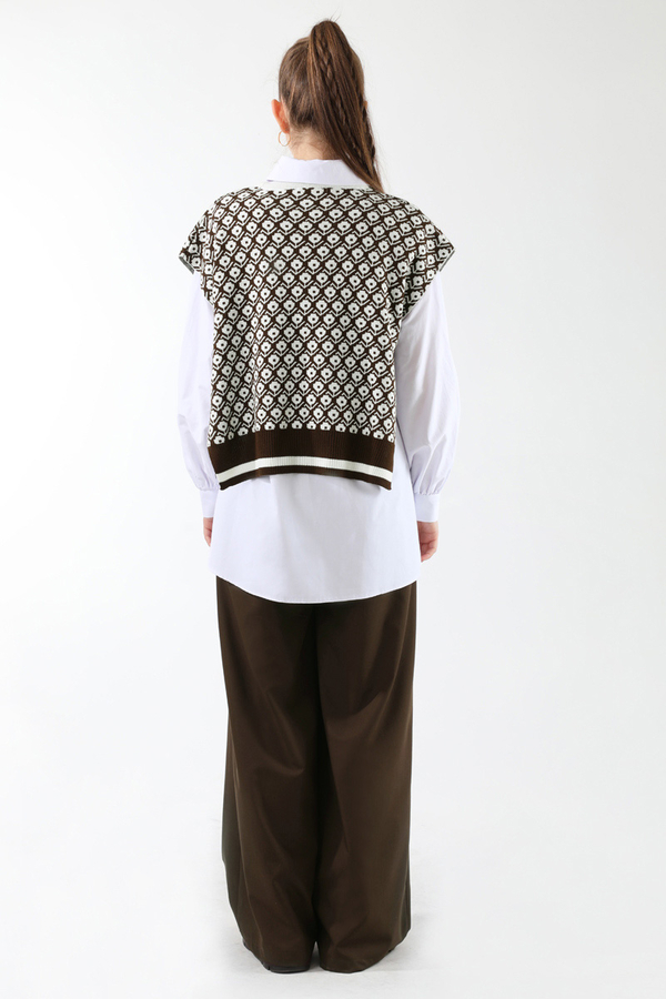 Triko Yelekli Tunik Takım Kahverengi - 6