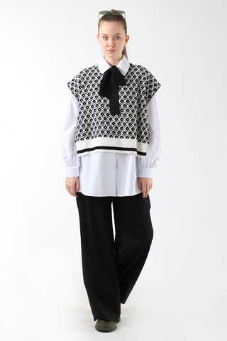 Triko Yelekli Tunik Takım Siyah - 1