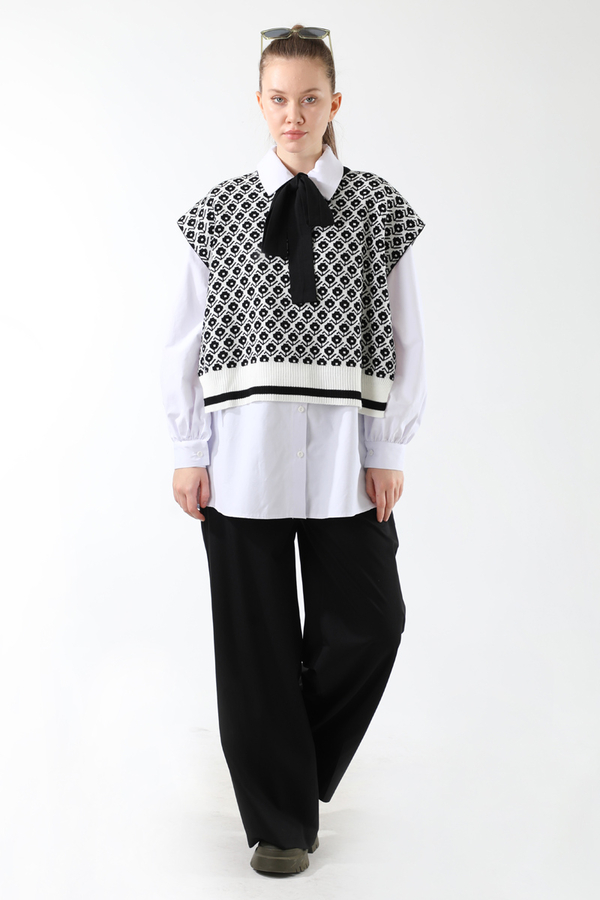 Triko Yelekli Tunik Takım Siyah - 1