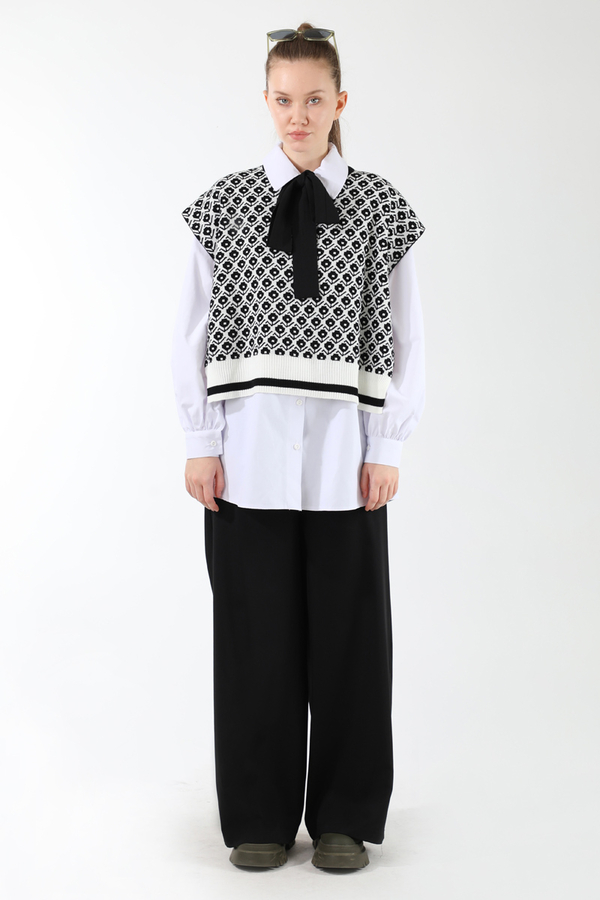 Triko Yelekli Tunik Takım Siyah - 3