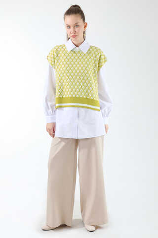 Triko Yelekli Tunik Takım Yağ Yeşili - 1