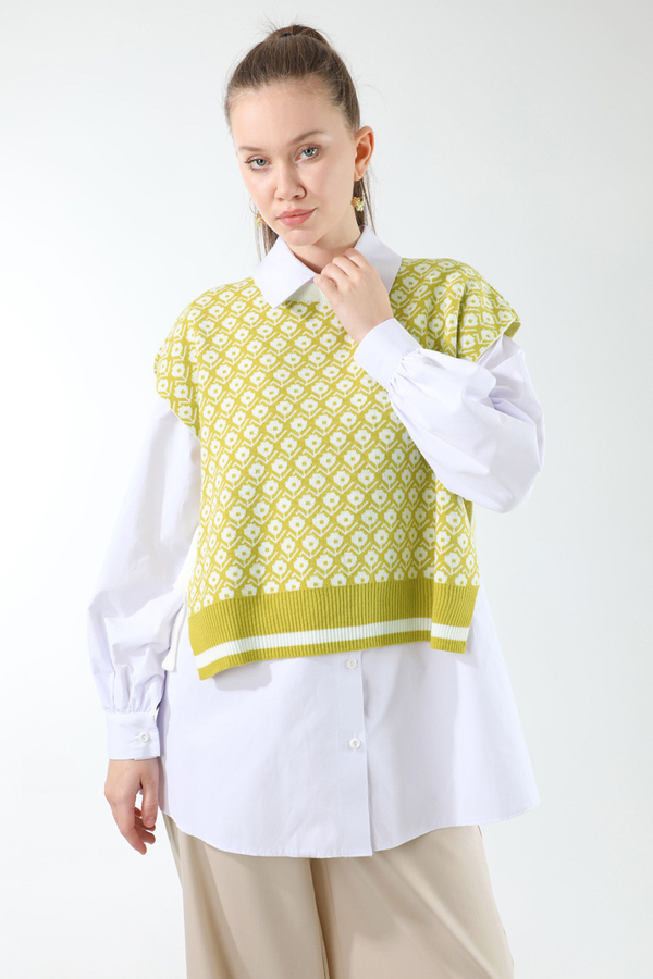 Triko Yelekli Tunik Takım Yağ Yeşili - 2