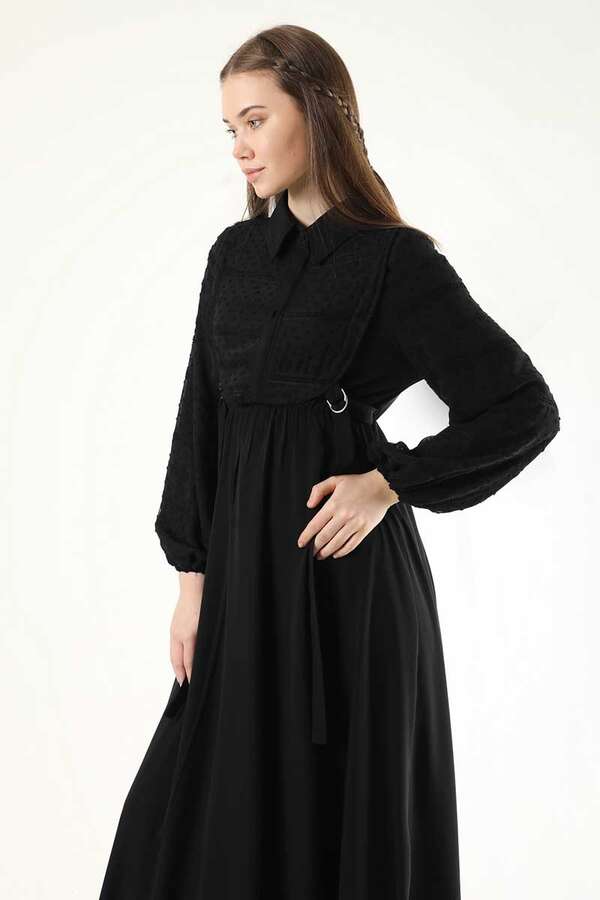 Tulle Detailed Dress Black - 2