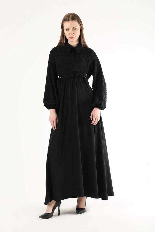 Tulle Detailed Dress Black - 3