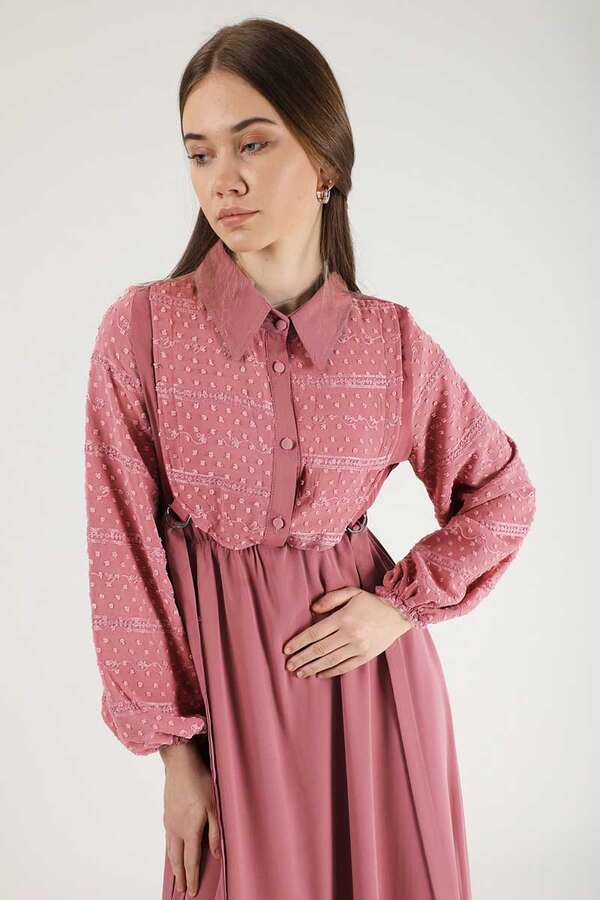 Tulle Detailed Dress Dried Rose - 2