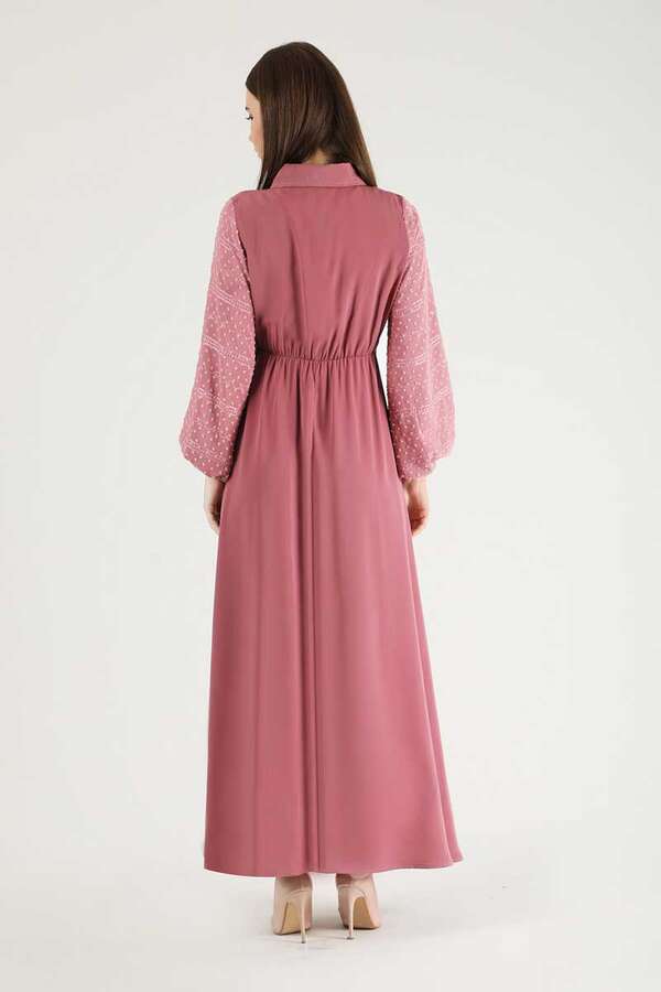 Tulle Detailed Dress Dried Rose - 5