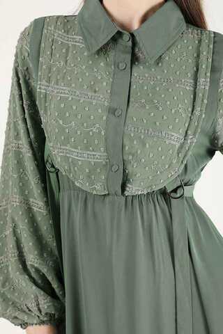 Tulle Detailed Dress Khaki - 4