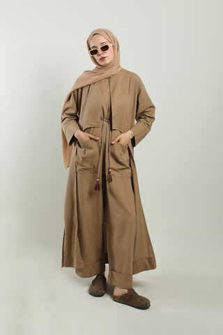 Tulumlu Abaya Takım Camel - 5