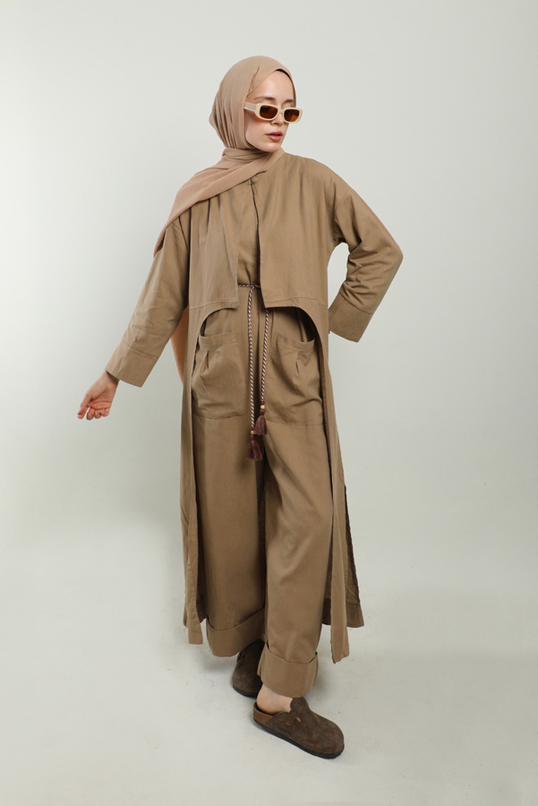 Tulumlu Abaya Takım Camel - 7
