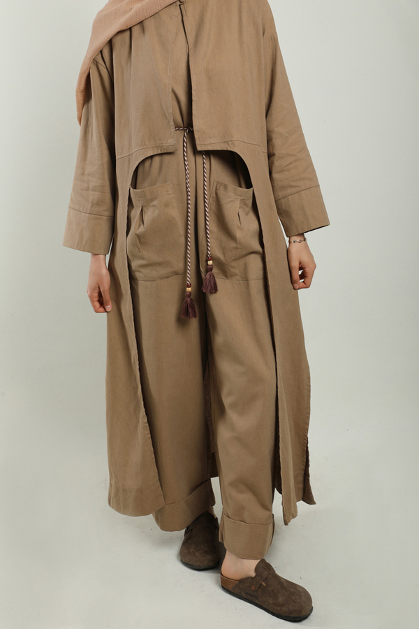 Tulumlu Abaya Takım Camel - 8
