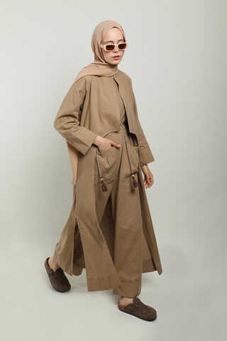 Tulumlu Abaya Takım Camel - 9