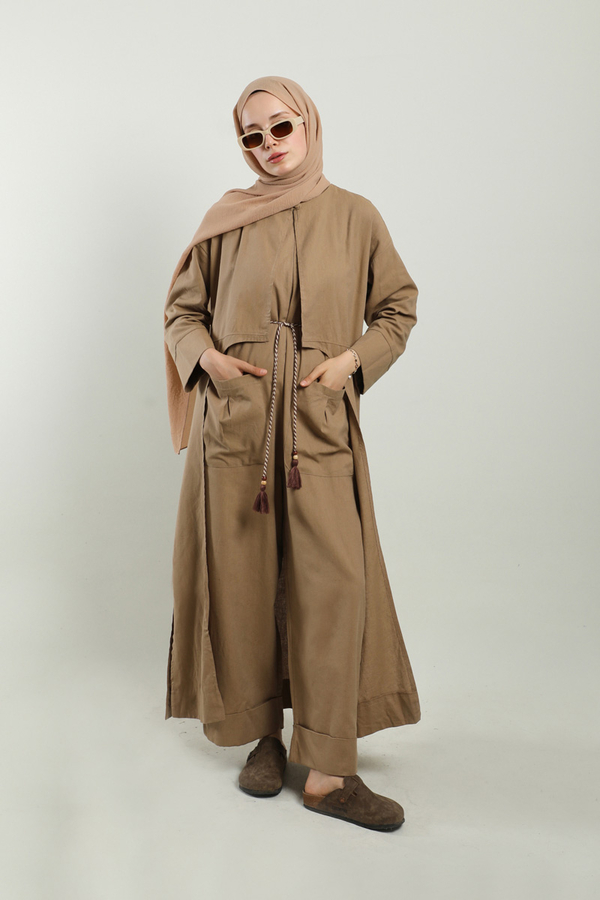 Tulumlu Abaya Takım Camel - 5