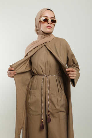 Tulumlu Abaya Takım Camel - 6