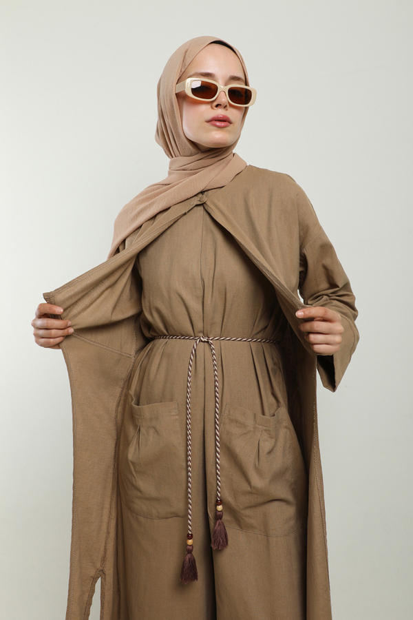 Tulumlu Abaya Takım Camel - 6