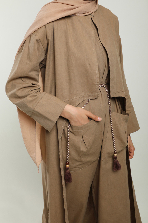 Tulumlu Abaya Takım Camel - 4