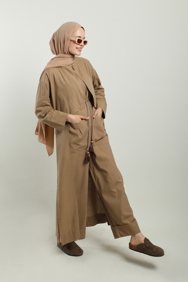 Tulumlu Abaya Takım Camel - 10