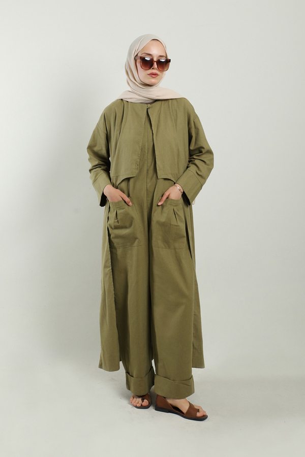 Tulumlu Abaya Takım Haki - 6