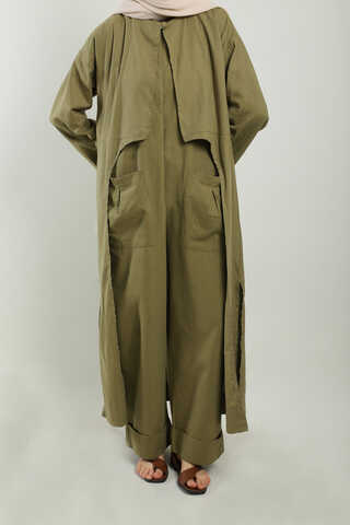 Tulumlu Abaya Takım Haki - 9