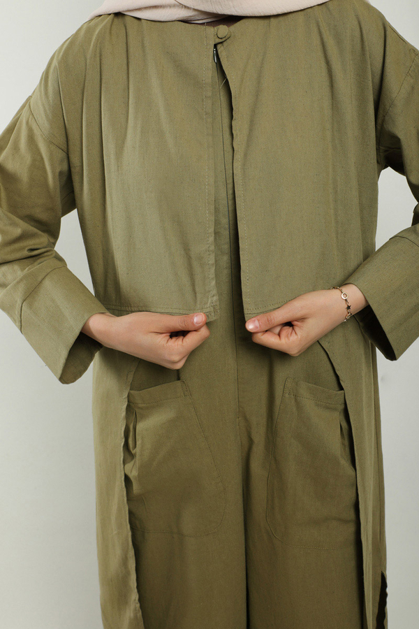 Tulumlu Abaya Takım Haki - 10