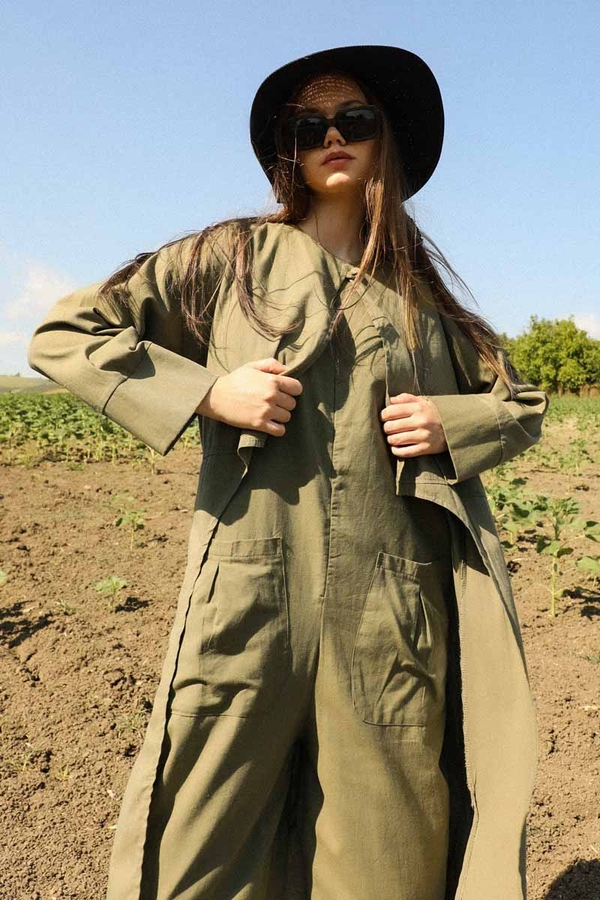 Tulumlu Abaya Takım Haki - 1